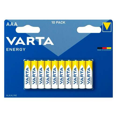  Батарейки алкалиновые "мизинчиковые" комплект 10 шт., varta energy, ааа (lr03,15а), блистер, 4103229491 | Батарейки