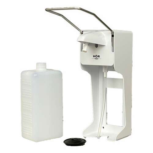  Дозатор локтевой для жидкого мыла и антисептика наливной, 1 л, с еврофлаконом, hor, d004a | Дозаторы локтевые для мыла и антисептиков