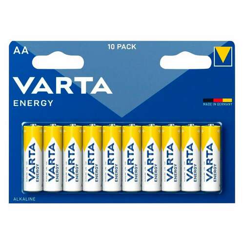  Батарейки алкалиновые "пальчиковые" комплект 10 шт., varta energy, аа (lr6, 24а), блистер, 4106229491 | Батарейки