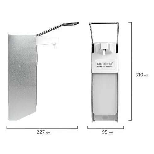  Дозатор локтевой для антисептика и дезинфицирующих средств, с еврофлаконом 1 л, laima, металл, 605707 | Дозаторы локтевые для мыла и антисептиков