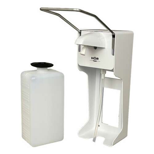  Дозатор локтевой для жидкого мыла и антисептика наливной, 1 л, с еврофлаконом, hor, d004a | Дозаторы локтевые для мыла и антисептиков