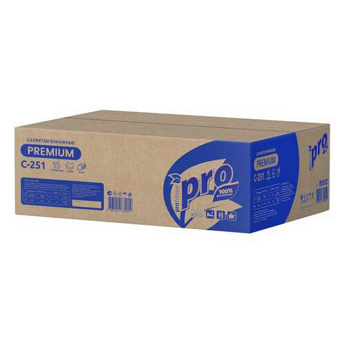  Салфетки 200 шт. protissue (система n4) premium, 2-слойные, комплект 20 шт., 21х16 см, v-сложение, белые, c251 | Салфетки для настольных диспенсеров