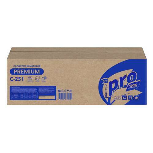  Салфетки 200 шт. protissue (система n4) premium, 2-слойные, комплект 20 шт., 21х16 см, v-сложение, белые, c251 | Салфетки для настольных диспенсеров